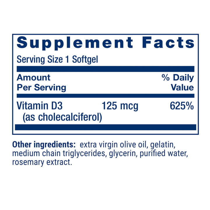 Life Extension Vitamin D3, 5000 IU, 60 Count