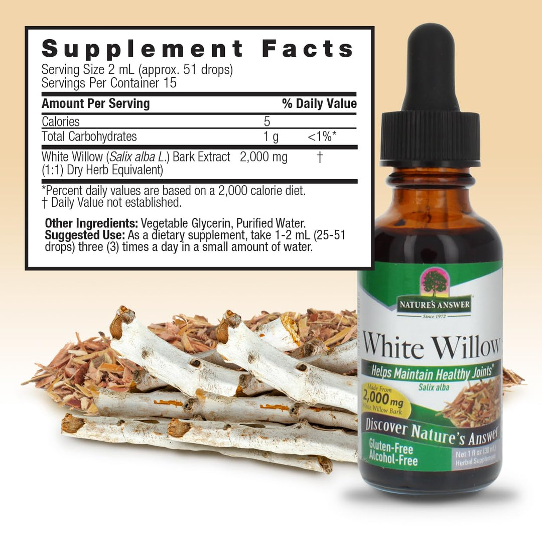 Nature's Answer White Willow Bark Extract, Alcohol-Free, 1 fl oz