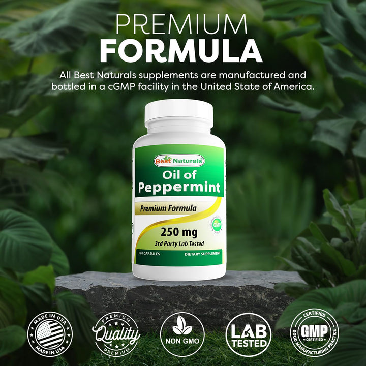 Best Naturals Peppermint Oil Dietary Supplement, 250 mg, 120 Count