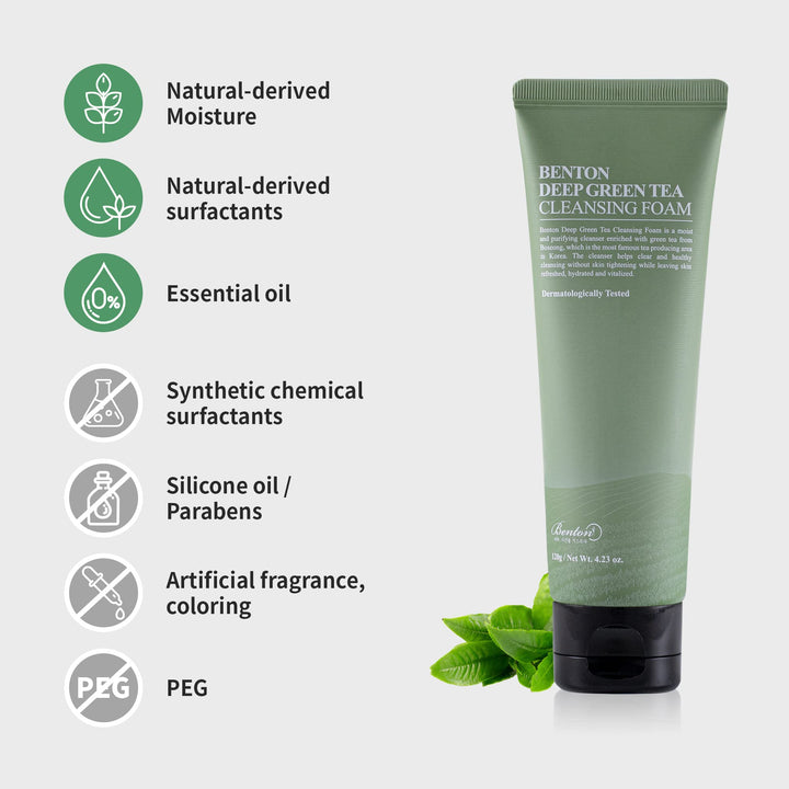 Benton Deep Green Tea Cleansing Foam, 120 g