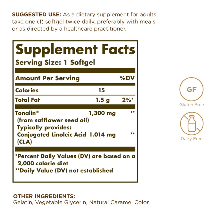 Solgar Tonalin CLA 1300 mg, 60 Count