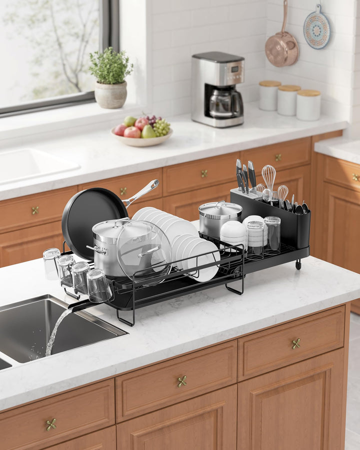 Kitsure Dish Drying Rack, Black, 48.8-67.8x32.8x15cm