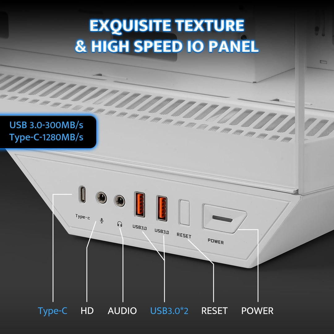 darkFlash Full-Tower ATX Gaming PC Case, White