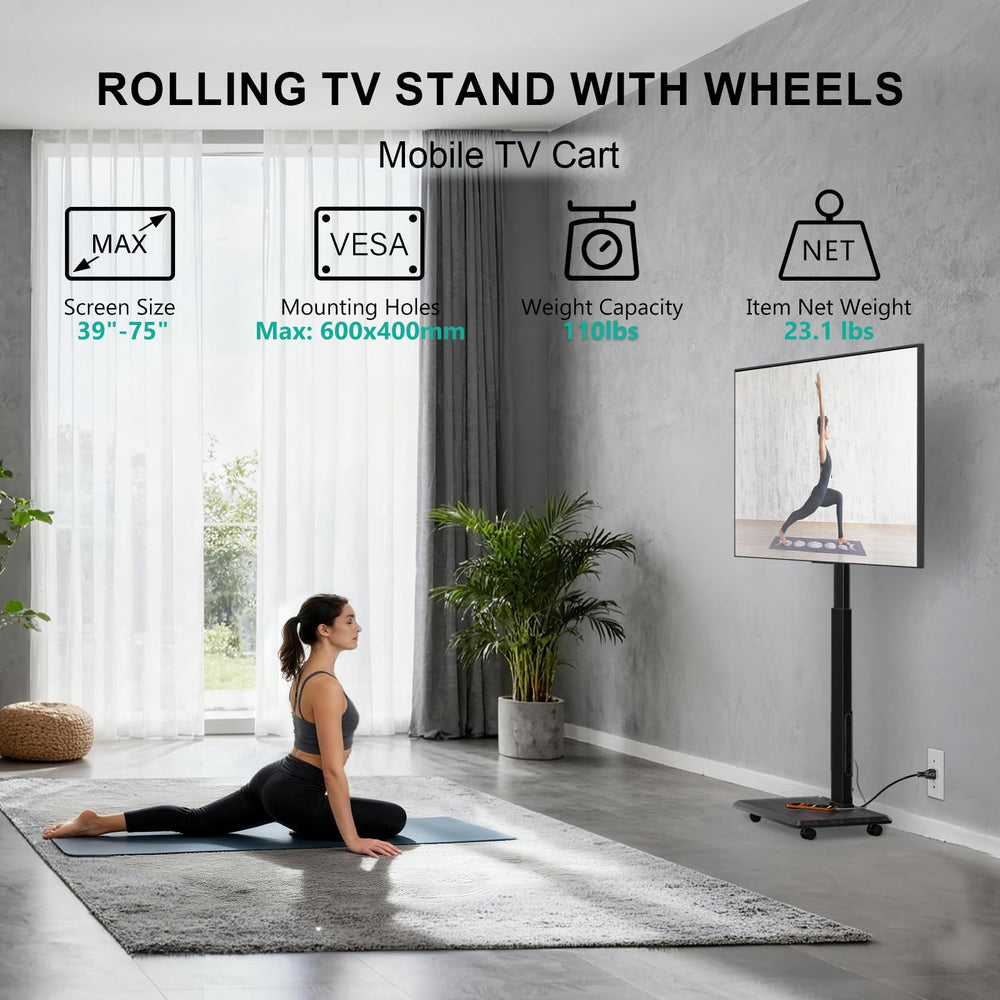 WALI Floor TV Stand, Black, 32-75 in