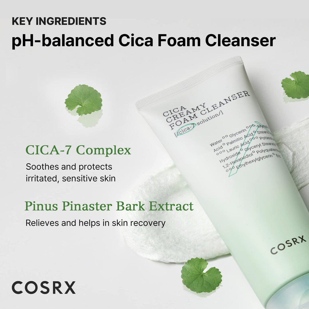 COSRX Pure Fit Cica Creamy Foam Mild Cleanser, 5.07 fl oz