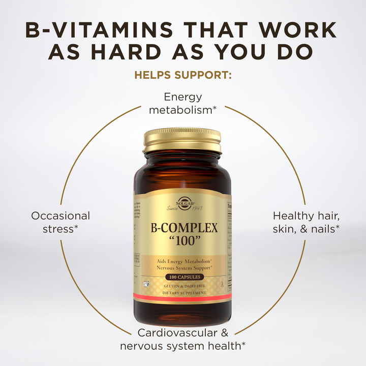 Solgar B-Complex 100 Vegetable Capsules, 100 Count