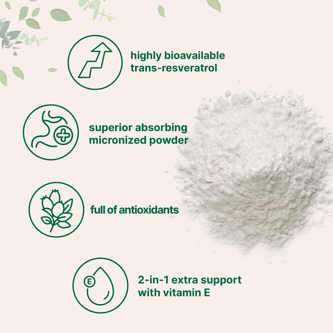 Micro Ingredients Trans-Resveratrol Powder, with Vitamin E, 5 oz