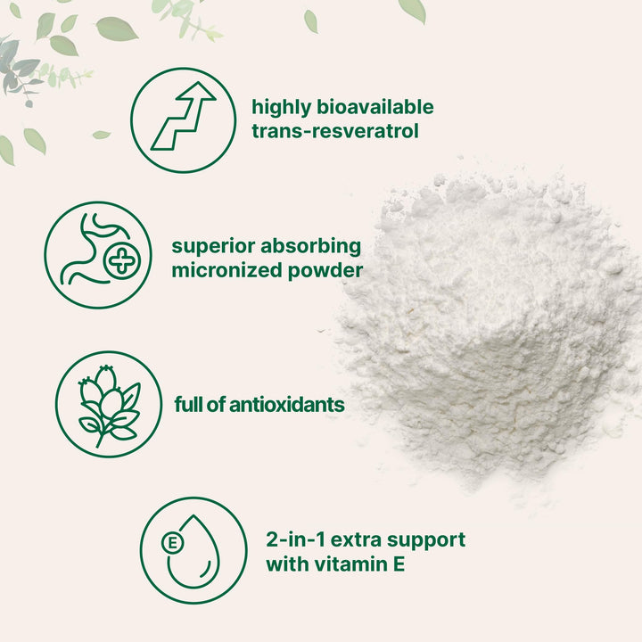Micro Ingredients Trans-Resveratrol Powder, with Vitamin E, 5 oz