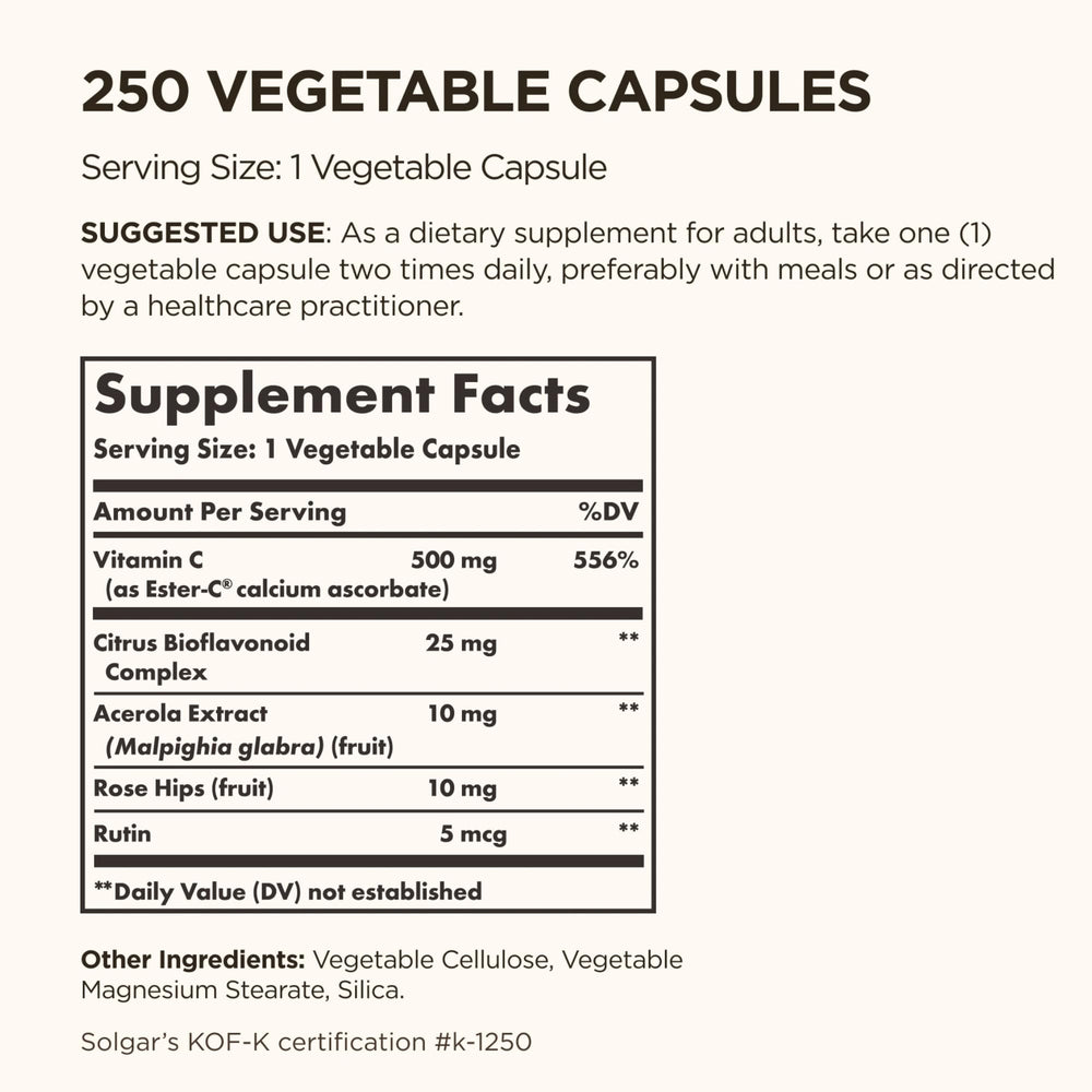 Solgar Ester-C Plus Vitamin C 500 mg, 250 Count