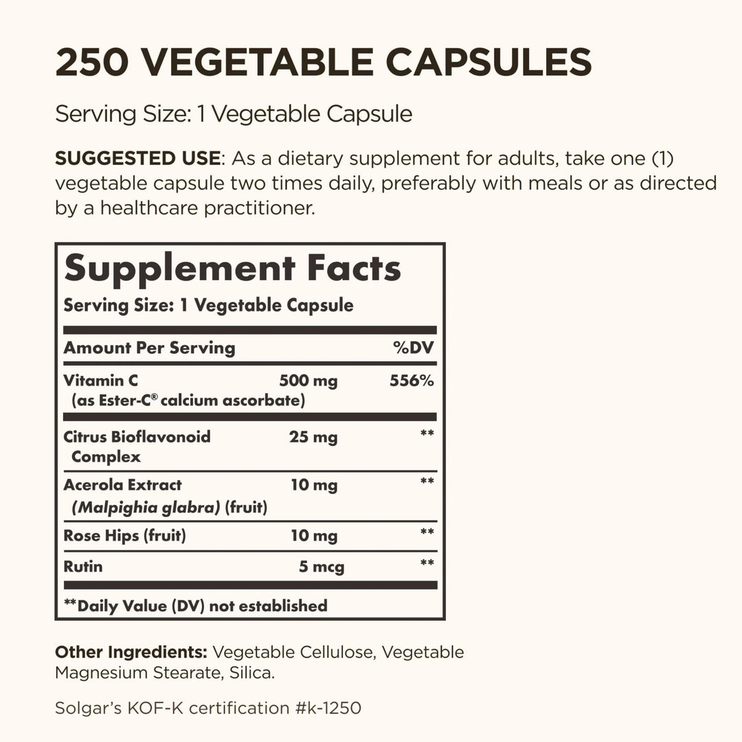 Solgar Ester-C Plus Vitamin C 500 mg, 250 Count