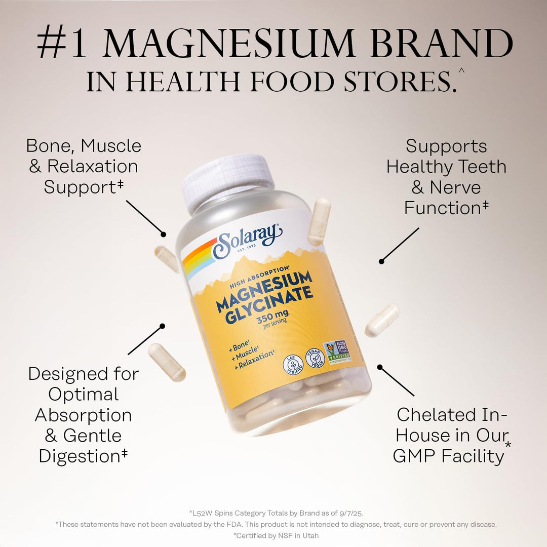 SOLARAY Magnesium Glycinate, 350 mg, 120 Count