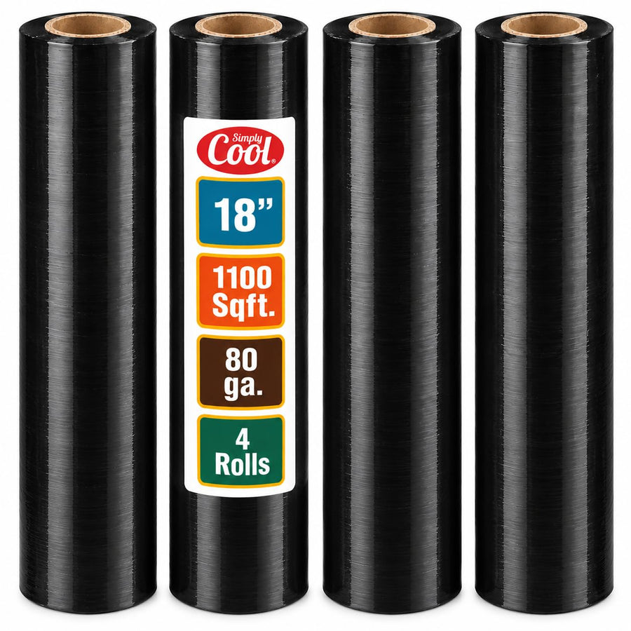 Simply Cool Shrink Wrap Roll, Black, 4 Count