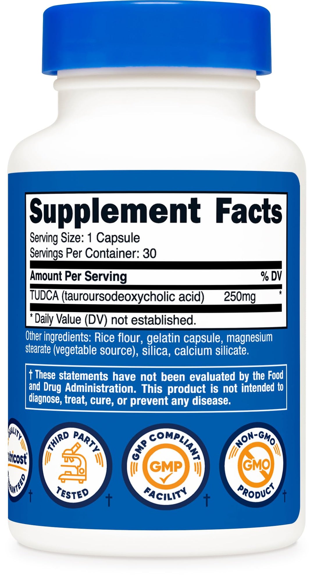 Nutricost Tudca Tauroursodeoxycholic Acid, 250 mg, 30 Count
