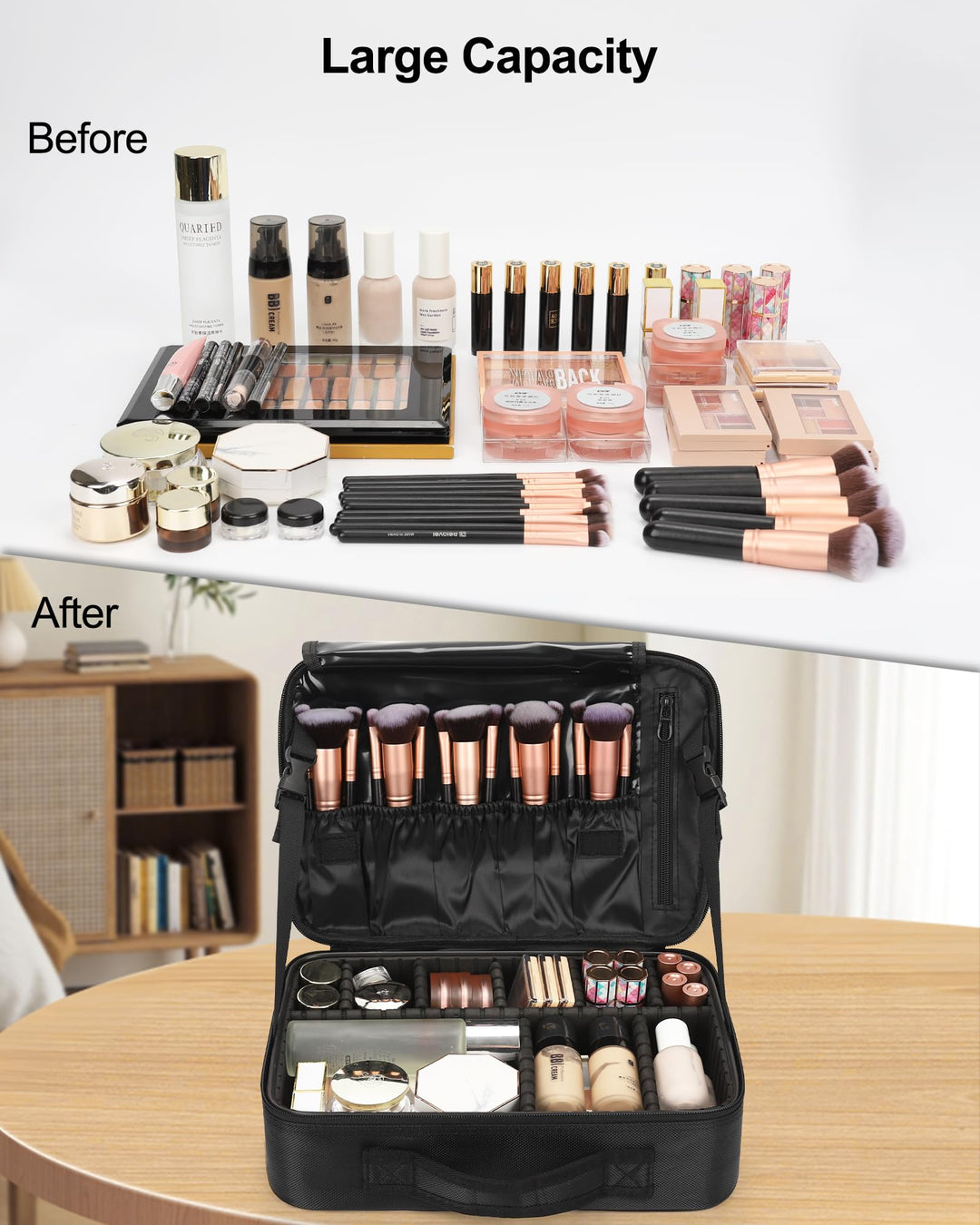 Relavel Makeup Case, Black, 13.8 in