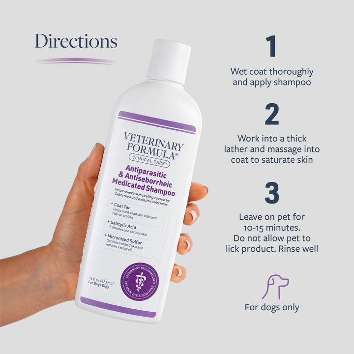 Veterinary Formula Clinical Care Antiparasitic And Antiseborrheic Dog Shampoo, 473 ml