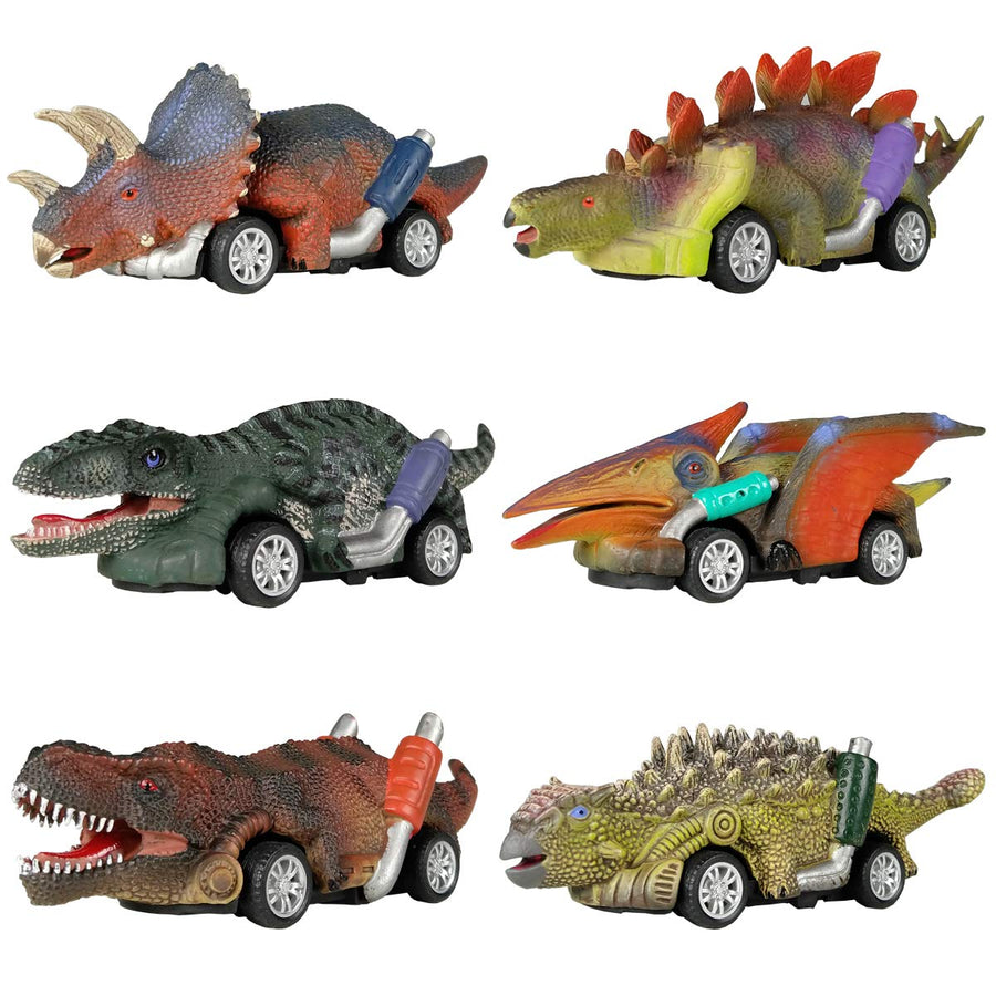 DINOBROS Pull Back Dinosaur Cars, 6 Count