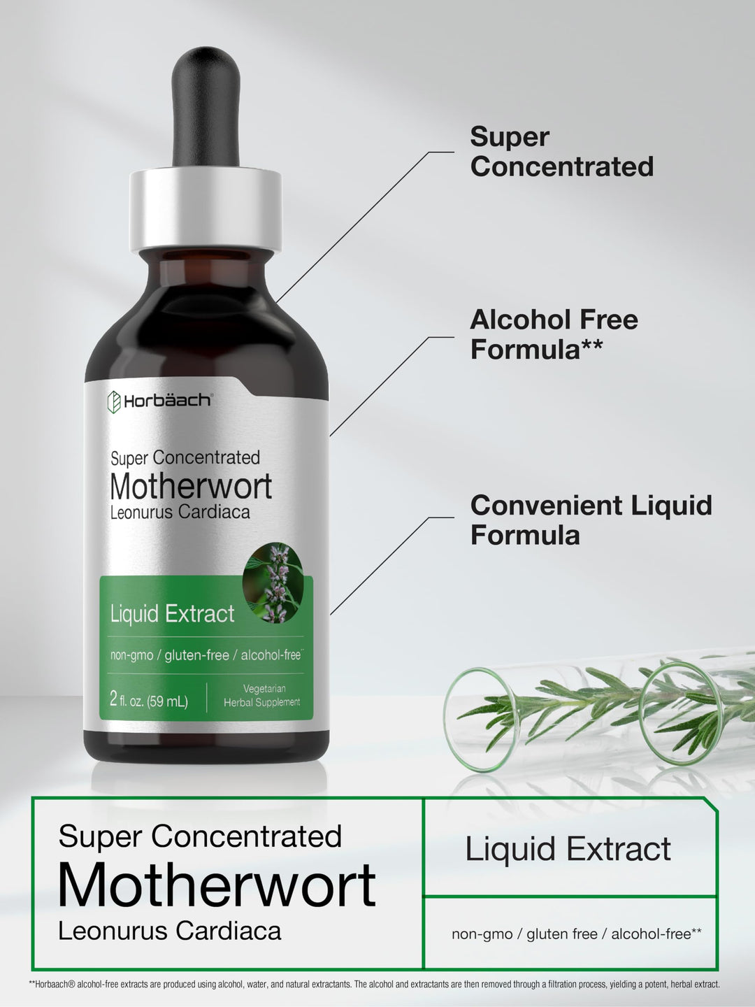 Horbäach Motherwort Herb Extract, Low Alcohol Liquid, 2 fl oz