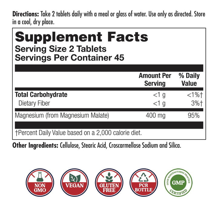 KAL Magnesium Malate, 400 mg, 90 Count