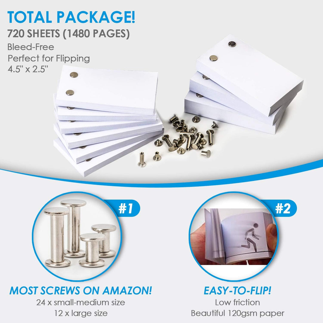 Molcey Blank Flipbook Paper With Holes, 720 Sheets