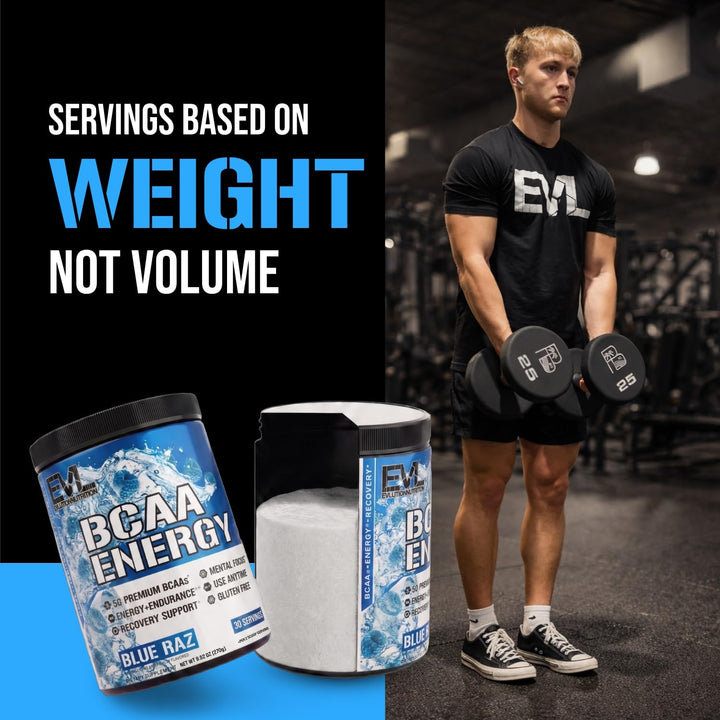 Evlution BCAA Energy Amino Acid Supplement, Blue Raz, 30 Servings