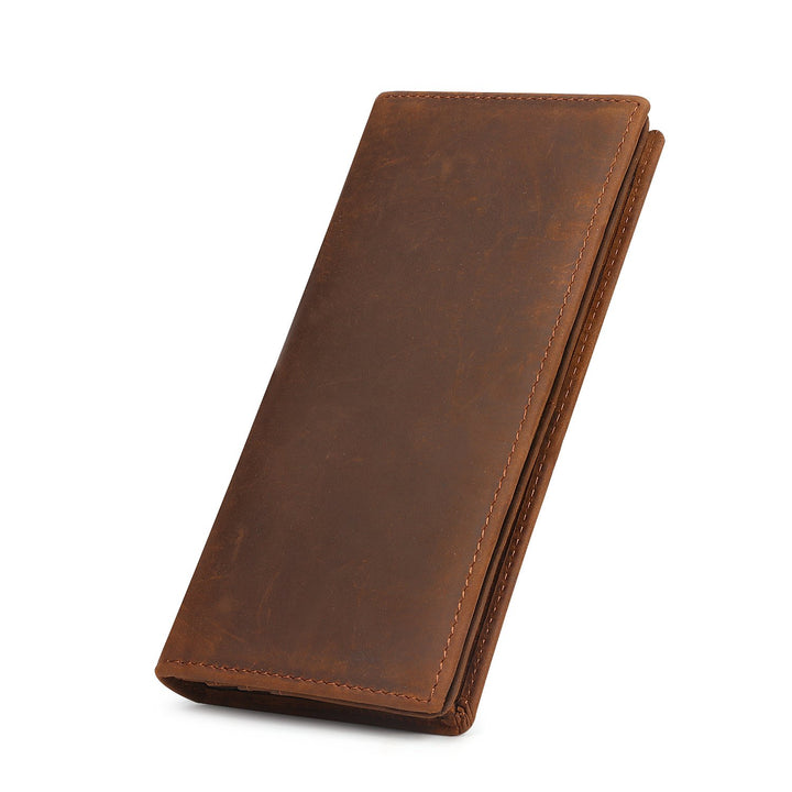 Kattee Men's Vintage Genuine Leather Long Wallet, 1-Brown, Small