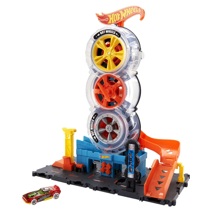 Hot Wheels City Super Twist Tire Shop Playset And Toy Car