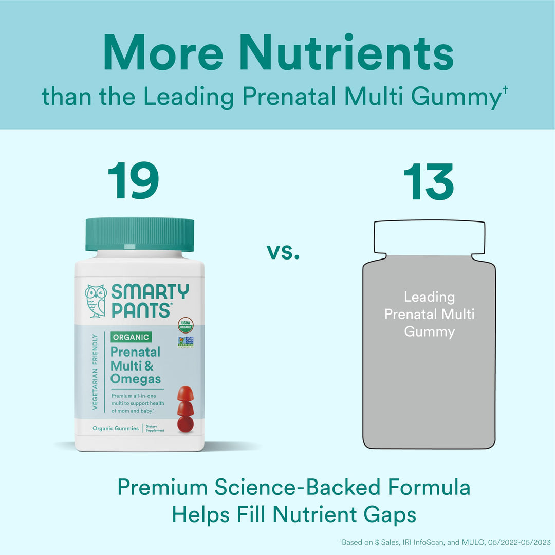 SmartyPants Organic Prenatal Multivitamin Gummies, 90 Count