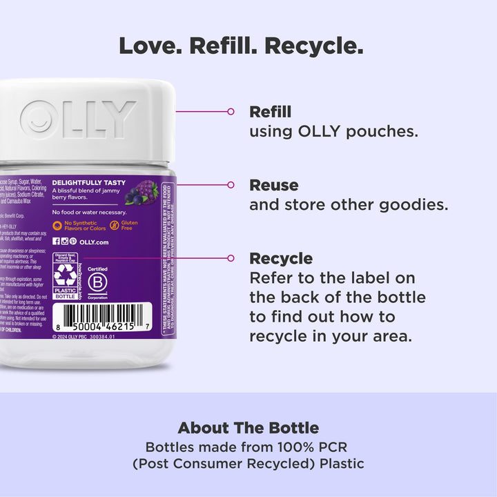 OLLY Sleep Immunity Melatonin Gummy, Berry, 3 mg, 36 Count