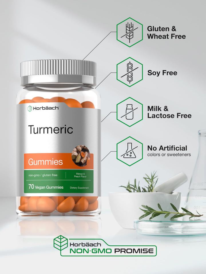 Horbäach Turmeric Gummies, Mango & Peach, 70 Count