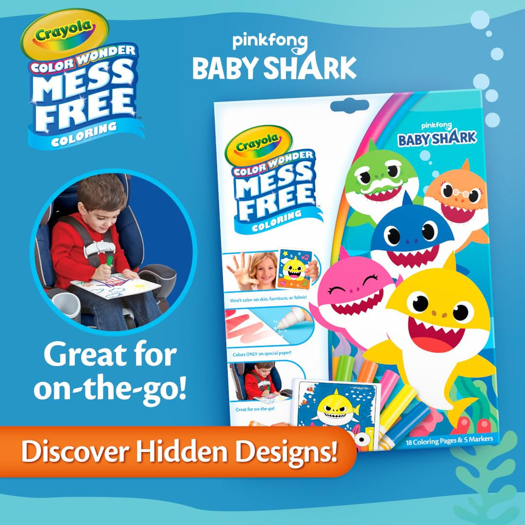 Crayola Baby Shark Color Wonder Pages, 3 Count