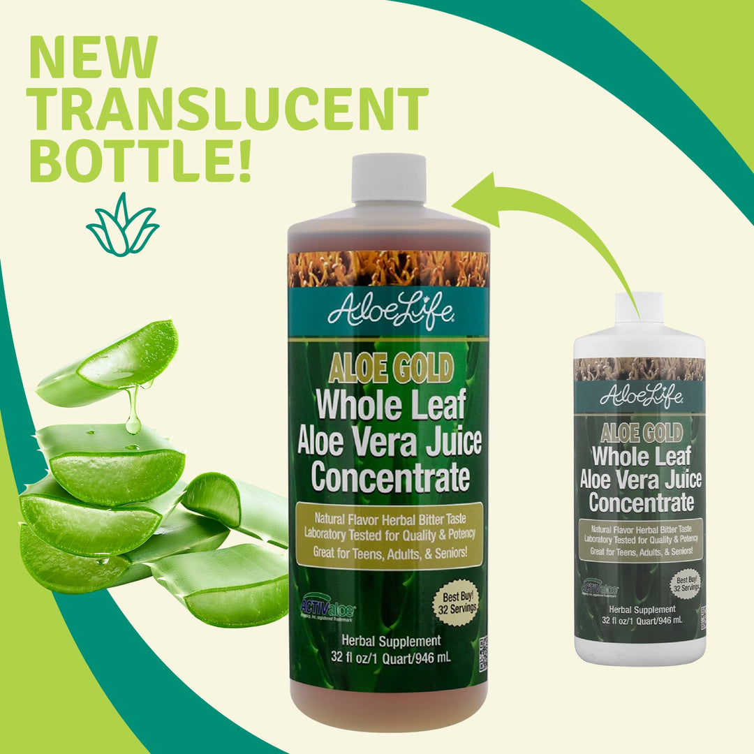 Aloe Life Aloe Gold Whole Leaf Juice Concentrate, 32 fl oz, Pack of 2