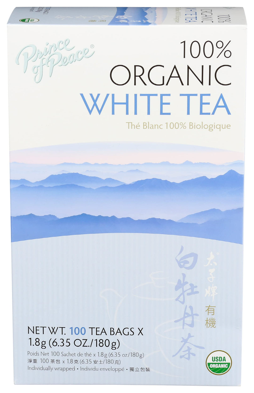 Prince of Peace Organic White Tea, 100 Count