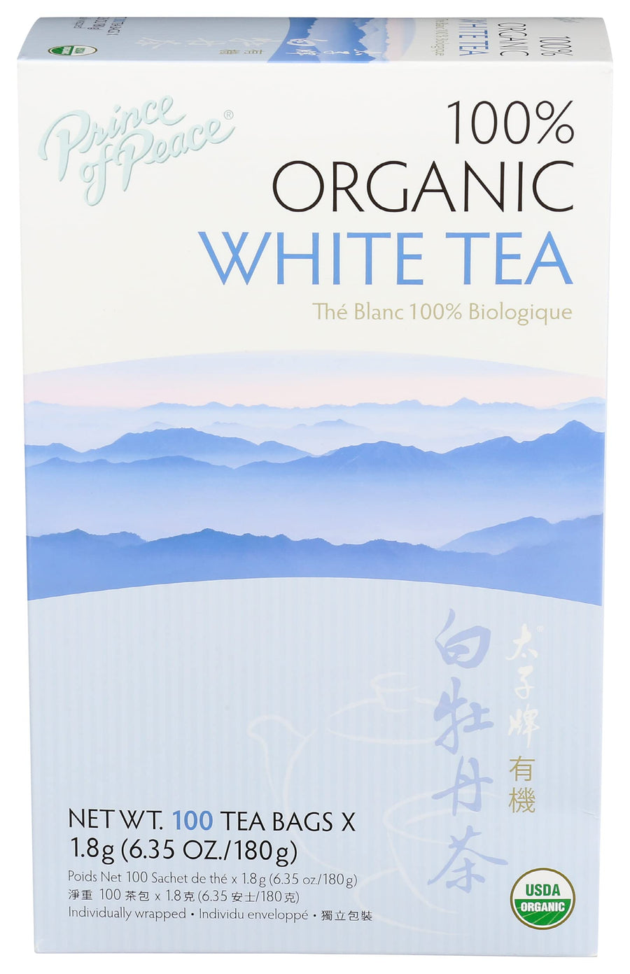 Prince of Peace Organic White Tea, 100 Count
