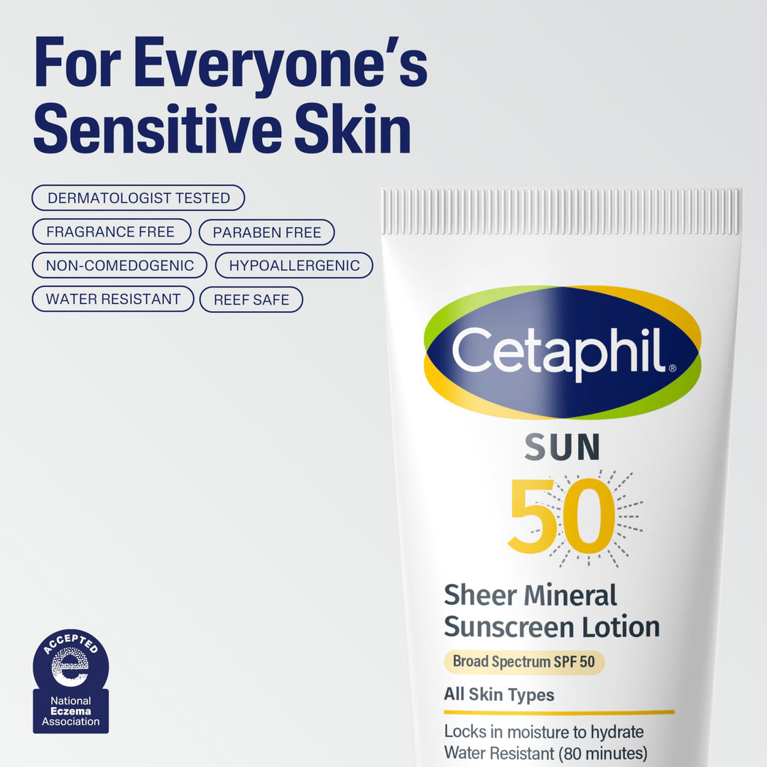 Cetaphil Sheer Mineral Sunscreen Lotion, SPF 50, 3 fl oz