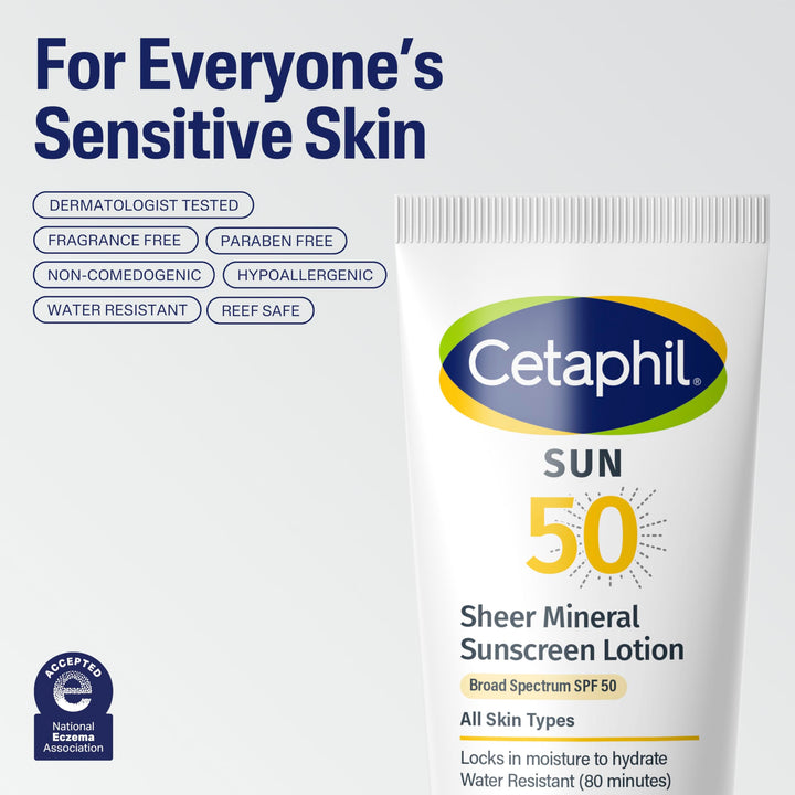 Cetaphil Sheer Mineral Sunscreen Lotion, SPF 50, 3 fl oz
