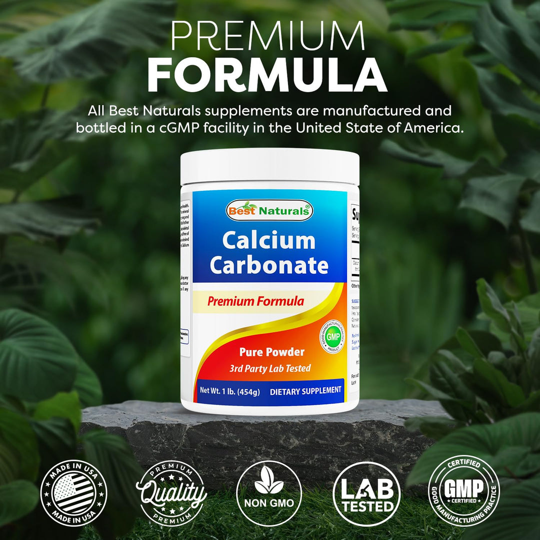 Best Naturals Calcium Carbonate Powder, Food Grade, 1 lb, Pack of 2