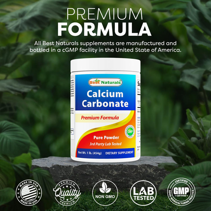 Best Naturals Calcium Carbonate Powder, Food Grade, 1 lb, Pack of 2