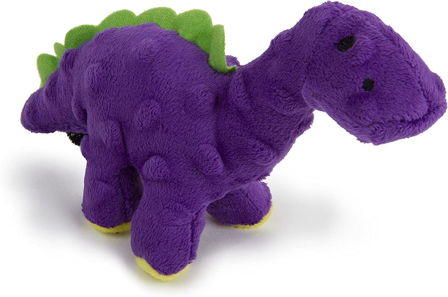 goDog Dinos Bruto Just For Me Squeaker Plush Pet Toy, Purple, Mini