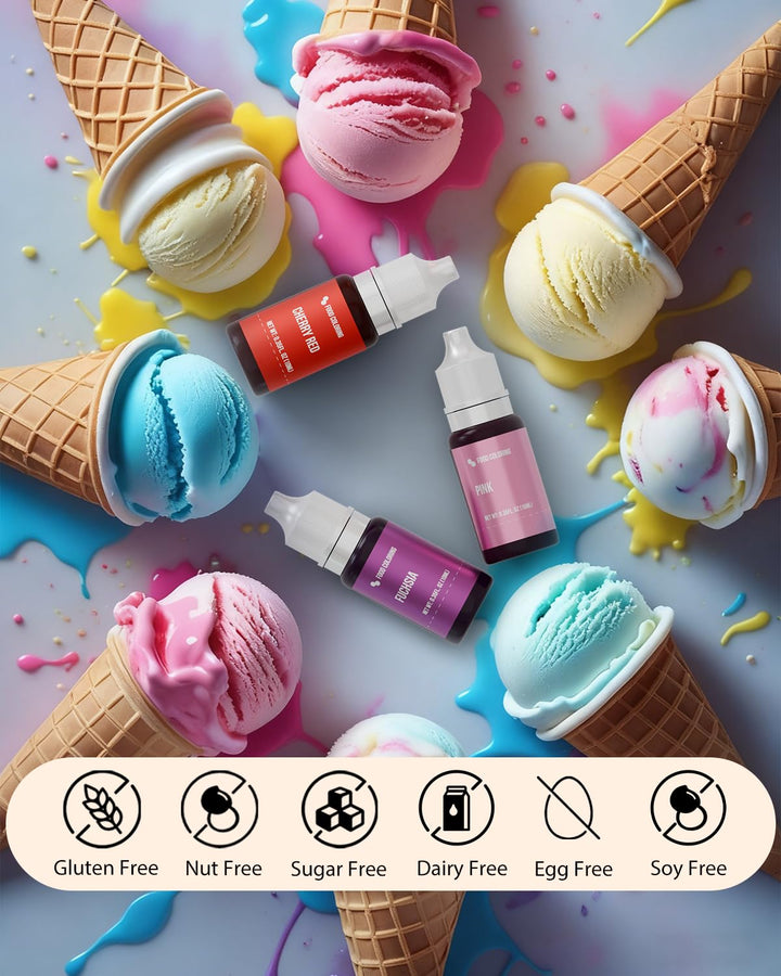 JIUPIN Food Coloring Set, 12 Colors, 10 ml
