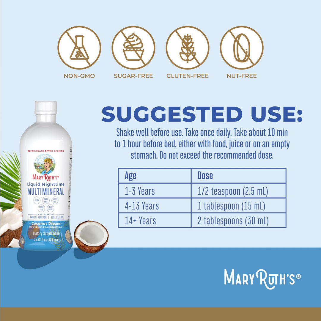 MaryRuth's Liquid Nighttime Multimineral, No Melatonin, 15.22 oz
