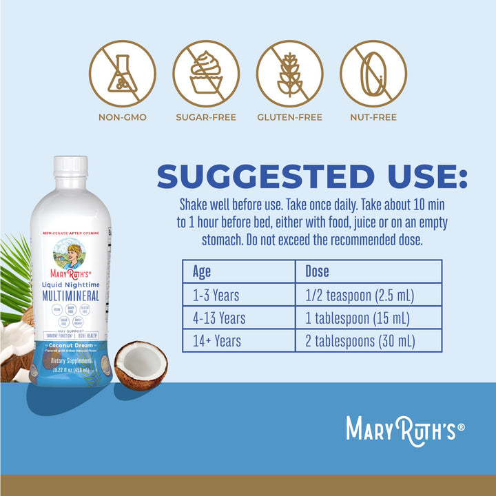MaryRuth's Liquid Nighttime Multimineral, No Melatonin, 15.22 oz