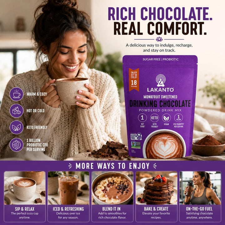 Lakanto Sugar Free Drinking Chocolate Mix, Original, 10 oz