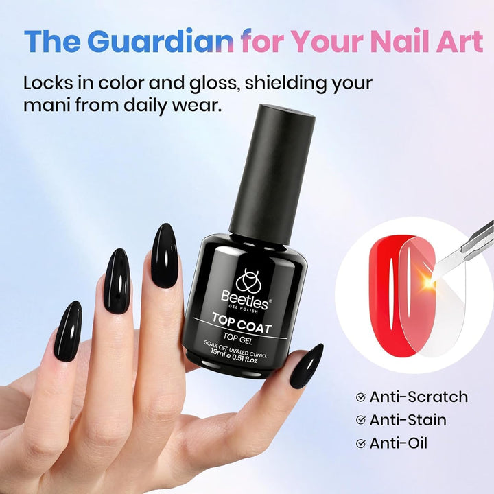 beetles Gel Polish Nail Glue And No Wipe Top Coat Kit, 15 ml, 2 Count