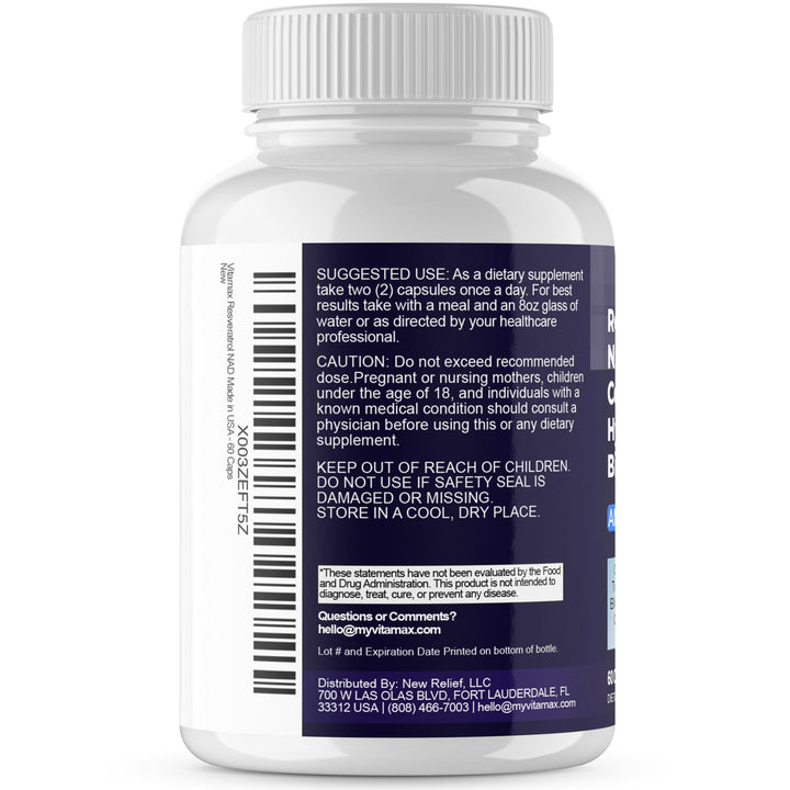 Vitamax Resveratrol NAD+ Berberine Hyaluronic Acid Supplement, 60 Count
