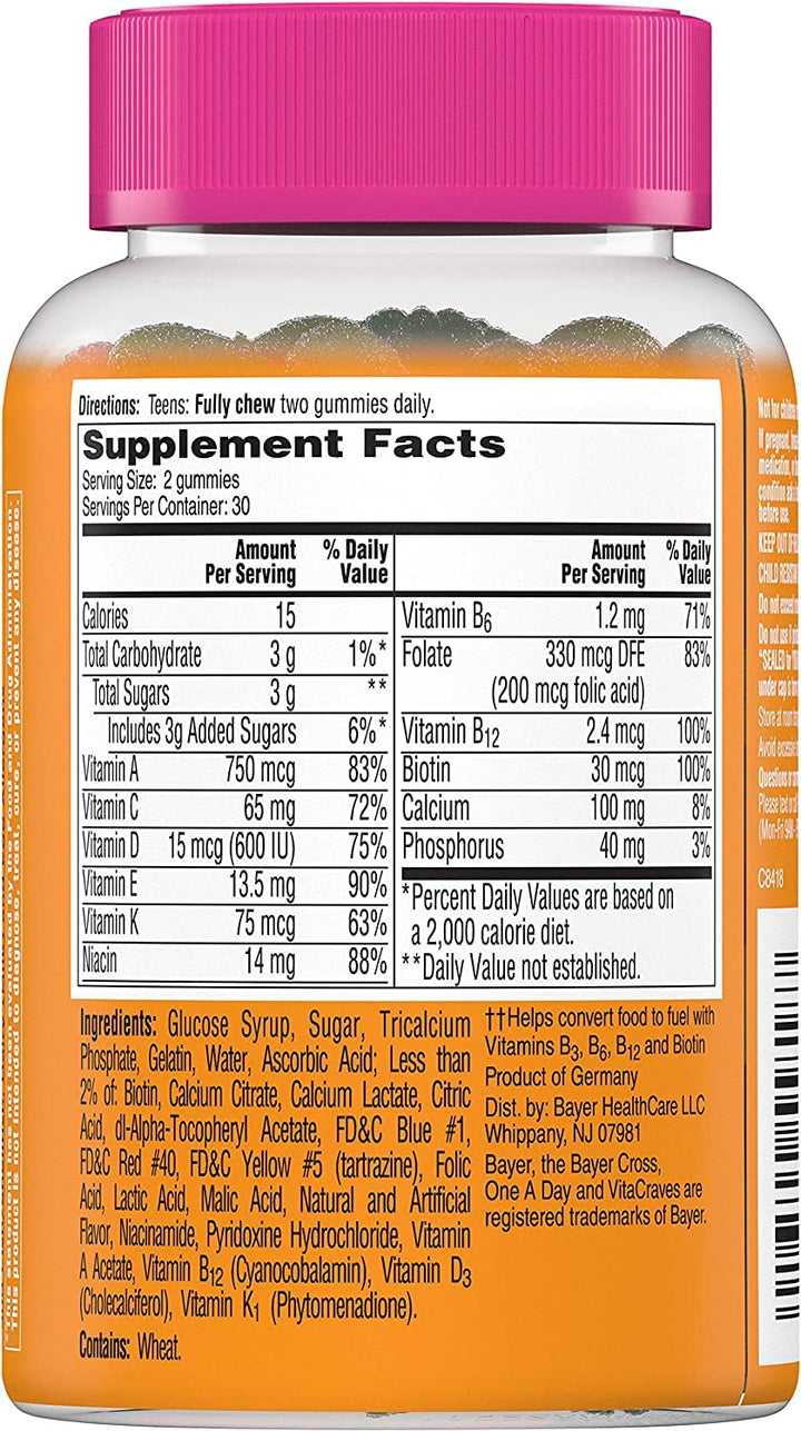 One A Day VitaCraves Teen Multi For Her Gummies, 60 Count