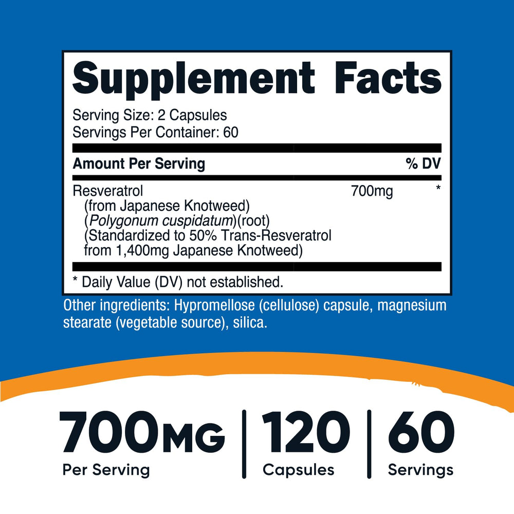 Nutricost Resveratrol Capsules, 700 mg, 120 Count