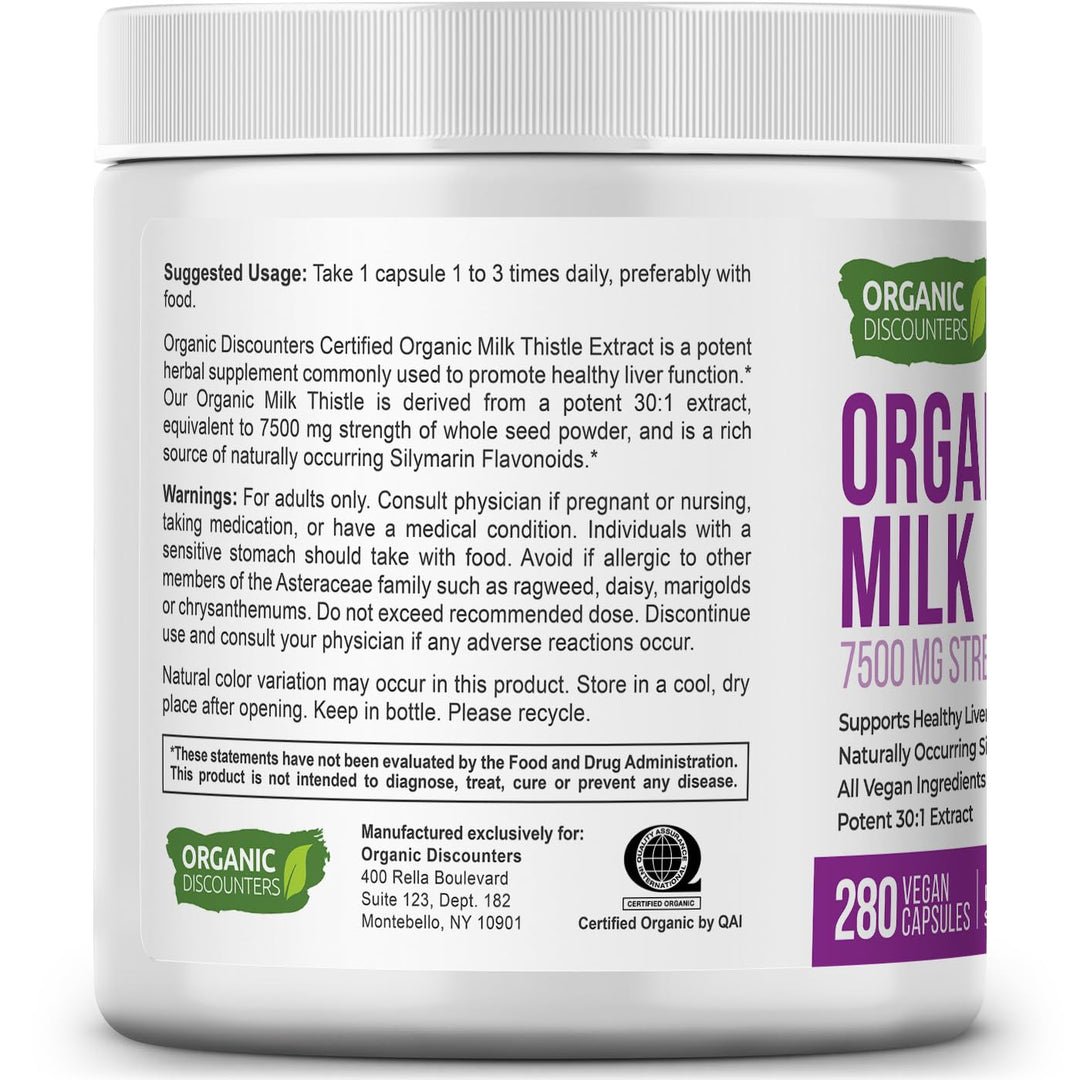 Organic Discounters Milk Thistle Extract Capsules, 7500 mg, 280 Count