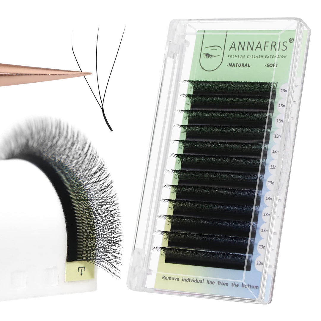 ANNAFRIS 3D Premade Fan W Shape Clover Eyelash Extensions, 0.07 D, 8-12mm Mix