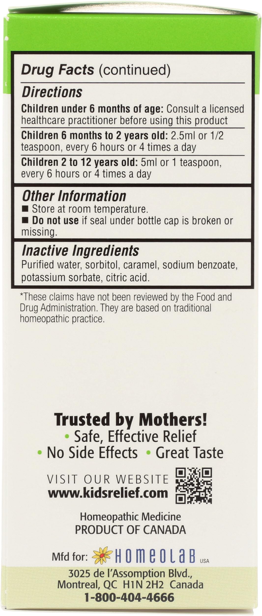 Homeolab Usa Kid's Relief Cough Cold, Fruit, 3.4 fl oz