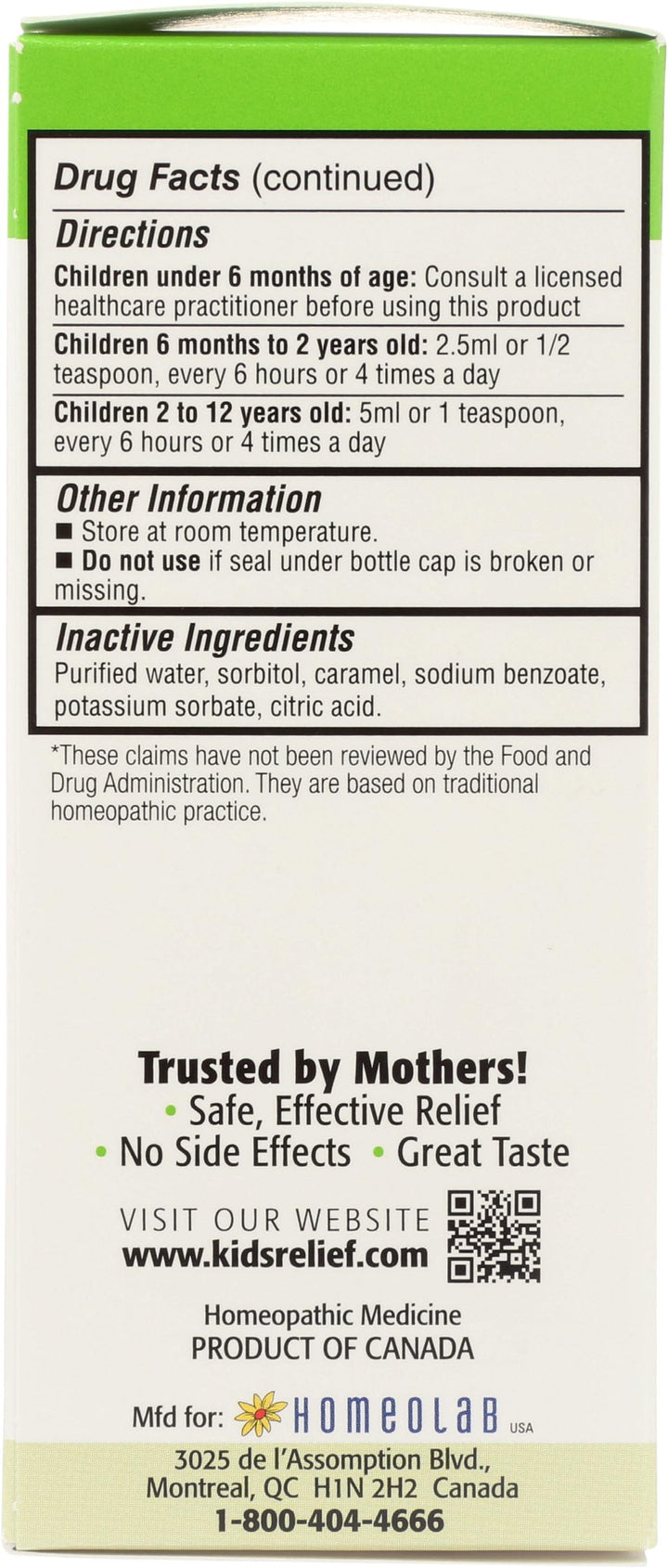 Homeolab Usa Kid's Relief Cough Cold, Fruit, 3.4 fl oz